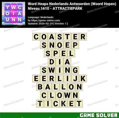 Solution Wordalot Niveau 1610 .